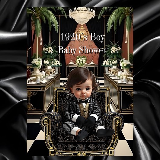 Boy Baby Shower 1920s Art deco Room black gold Kaart
