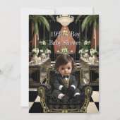 Boy Baby Shower 1920s Art deco Room black gold Kaart (Voorkant)