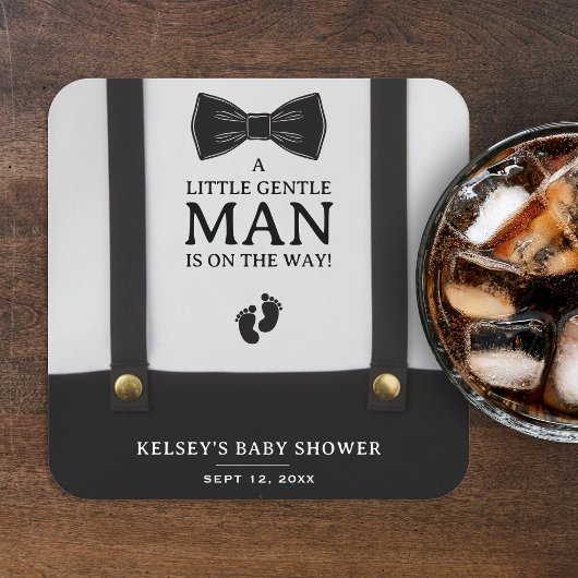 Boy Baby Shower A Little Gentleman Suspenders Kartonnen Onderzetters