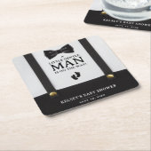 Boy Baby Shower A Little Gentleman Suspenders Kartonnen Onderzetters (Schuin)