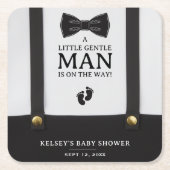 Boy Baby Shower A Little Gentleman Suspenders Kartonnen Onderzetters (Voorkant)