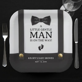 Boy Baby Shower A Little Gentleman Suspenders Papieren Bordje