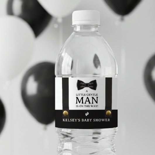 Boy Baby Shower A Little Gentleman Suspenders Waterfles Etiket