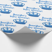 BOY Baby shower Aangepaste naam Blauw Kroon 1 Cadeaupapier (Hoek)