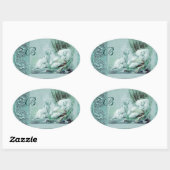 BOY BABY SHOWER ANTIEK BLAUWE MONOGRAM OVALE STICKER (Vel)