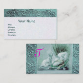 BOY BABY SHOWER ANTIEK BLAUWE MONOGRAM VISITEKAARTJE (Voorkant / Achterkant)