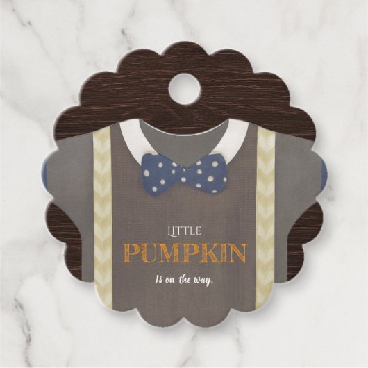 Boy baby shower Autum herfst Blue Burlap bodysuit Bedankjes Labels (Voorkant)