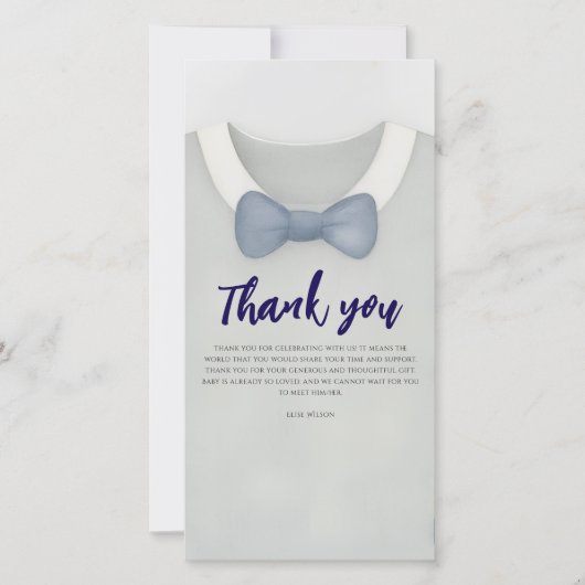 Boy baby shower Autum herfst Blue Burlap bodysuit Bedankkaart (Voorkant)