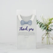 Boy baby shower Autum herfst Blue Burlap bodysuit Bedankkaart (Staand voorkant)