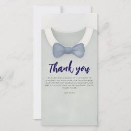 Boy baby shower Autum herfst Blue Burlap bodysuit Bedankkaart