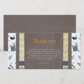 Boy baby shower Autum herfst Blue Burlap bodysuit Bedankkaart (Voorkant / Achterkant)