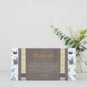 Boy baby shower Autum herfst Blue Burlap bodysuit Bedankkaart (Staand voorkant)