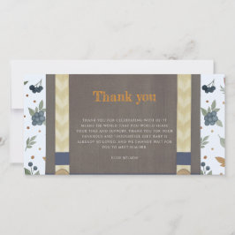 Boy baby shower Autum herfst Blue Burlap bodysuit Bedankkaart