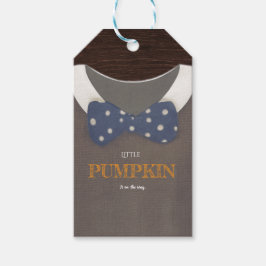 Boy baby shower Autum herfst Blue Burlap bodysuit Cadeaulabel