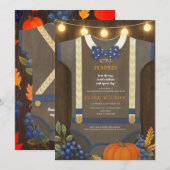 Boy baby shower Autum herfst Blue Burlap bodysuit Kaart (Voorkant / Achterkant)