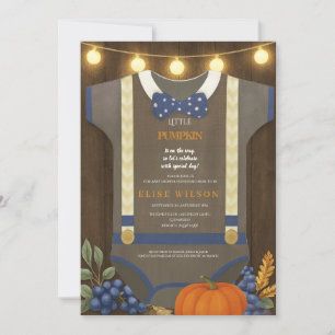 Boy baby shower Autum herfst Blue Burlap bodysuit Kaart