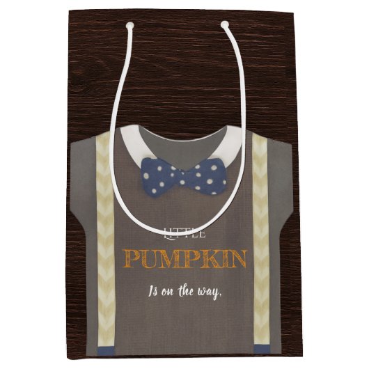 Boy baby shower Autum herfst Blue Burlap bodysuit Medium Cadeauzakje (Voorkant)