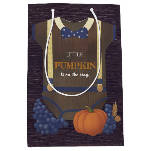 Boy baby shower Autum herfst Blue Burlap bodysuit Medium Cadeauzakje