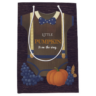 Boy baby shower Autum herfst Blue Burlap bodysuit Medium Cadeauzakje