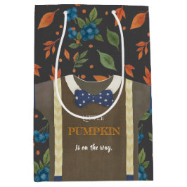 Boy baby shower Autum herfst Blue Burlap bodysuit Medium Cadeauzakje