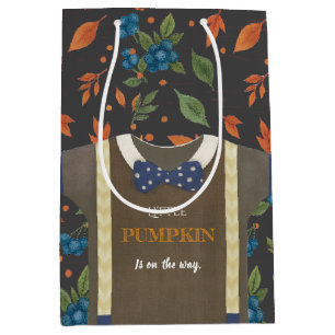 Boy baby shower Autum herfst Blue Burlap bodysuit Medium Cadeauzakje