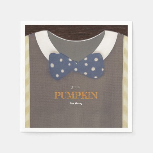 Boy baby shower Autum herfst Blue Burlap bodysuit Servet (Voorkant)