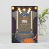 Boy baby shower autum herfst blur burlap bodysuit kaart (Staand voorkant)