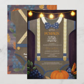 Boy baby shower autum herfst blur burlap bodysuit kaart (Voorkant / Achterkant)