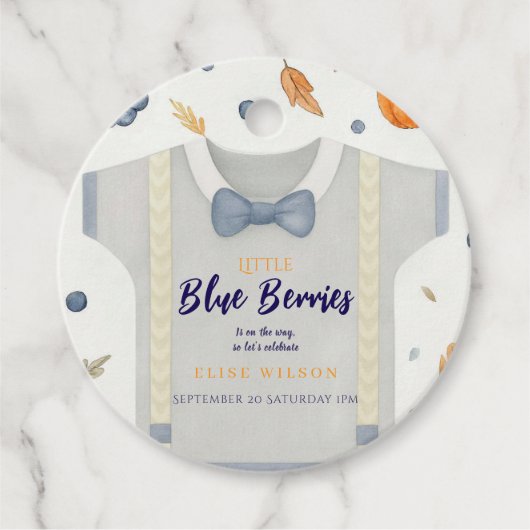 Boy baby shower autum herfst burlap bodysuit invit bedankjes labels (Voorkant)