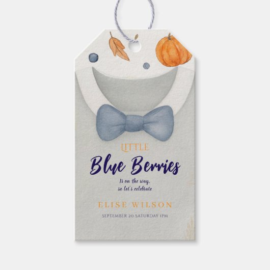 Boy baby shower autum herfst burlap bodysuit invit cadeaulabel (Voorkant)