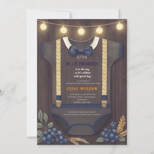 Boy baby shower autum herfst burlap bodysuit invit kaart (Voorkant)