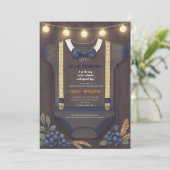 Boy baby shower autum herfst burlap bodysuit invit kaart (Staand voorkant)