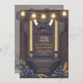 Boy baby shower autum herfst burlap bodysuit invit kaart (Voorkant / Achterkant)