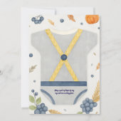 Boy baby shower autum herfst burlap bodysuit invit kaart (Achterkant)