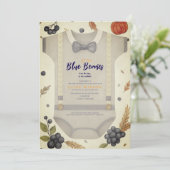 Boy baby shower autum herfst burlap bodysuit invit kaart (Staand voorkant)