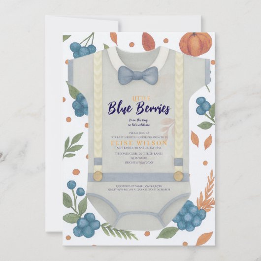 Boy baby shower autum herfst burlap bodysuit invit kaart (Voorkant)