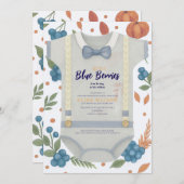 Boy baby shower autum herfst burlap bodysuit invit kaart (Voorkant / Achterkant)