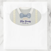 Boy baby shower autum herfst burlap bodysuit invit ovale sticker (Tas)