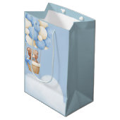 Boy Baby Shower Bear Balloon Gift Bags Medium Cadeauzakje (Voorkant Gekanteld)