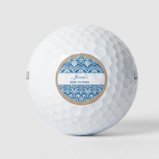 BOY BABY SHOWER Blauw  Damask Pattern A43 Golfballen (Voorkant)