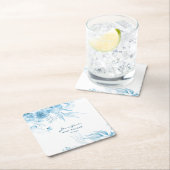 Boy Baby shower, Blauw Monochrome Stilleven Bloeme Kartonnen Onderzetters (Insitu)