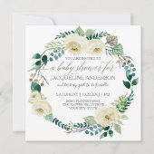 Boy Baby shower Blauw n Witte Rozen Blad Krans Kaart (Voorkant)