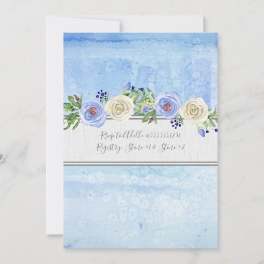 Boy Baby shower Blauw n Witte Rozen Geometrisch Li Kaart (Achterkant)