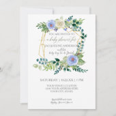 Boy Baby shower Blauw Witte Rozen Waterverf Krans Kaart (Voorkant)