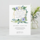 Boy Baby shower Blauw Witte Rozen Waterverf Krans Kaart (Staand voorkant)