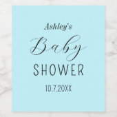 Boy Baby shower Blauw Zwart Wijn Etiket (Enkel label)