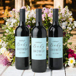 Boy Baby shower Blauw Zwart Wijn Etiket