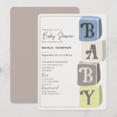Boy Baby shower Blocks Kaart (Voorkant / Achterkant)