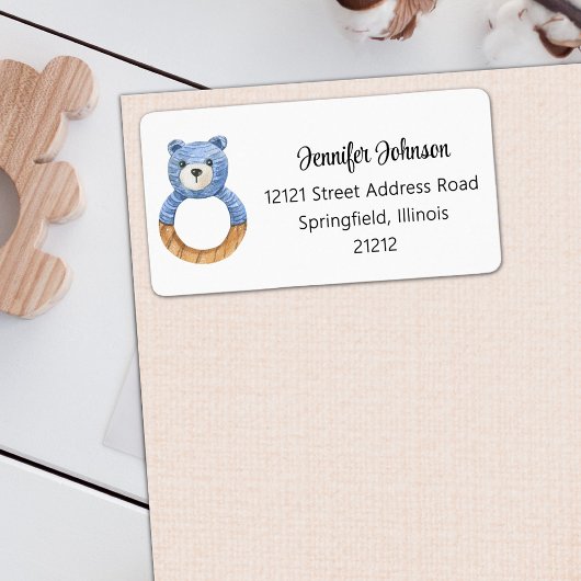 Boy Baby shower Blue Beer Retouradres Etiket