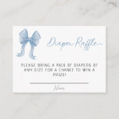 Boy Baby shower Blue Bow Luier Raffle Informatiekaartje (Voorkant)